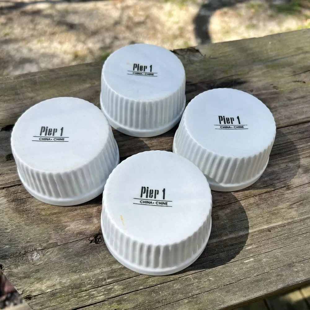 Pier One Ramekins White Ribbed 3 1/2